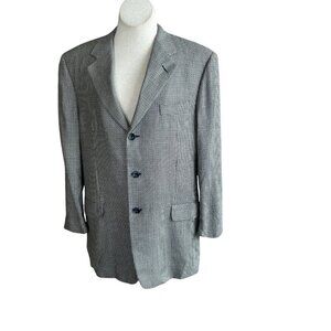 Hickey Freeman Wool Silk Navy Blue Tweed 3 Button Sport Coat Blazer Size 41R